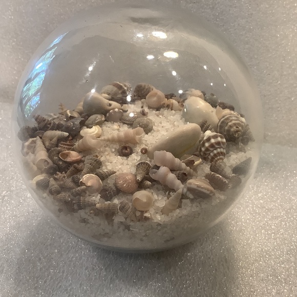 Vintage Glass Paperweight with Sand and Seashells - Picture 2 of 5